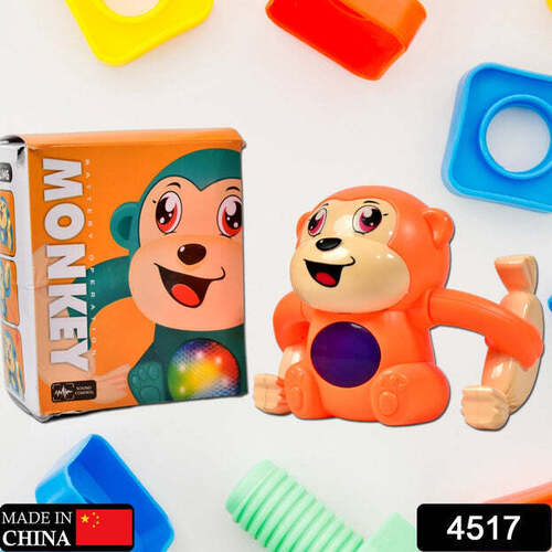 NAUGHTY 360 DEGREE ROTATION DANCING AND SPINNING ROLLING DOLL TUMBLE MONKEY TOY VOICE CONTROL BANANA MONKEY WITH MUSICAL TOY WITH LIGHT AND SOUND EFFECTS MONKEY TOY