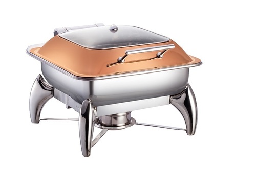 7 ltrs. Square rose gold lid chafer with smart leg stand