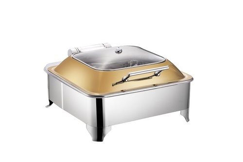 7 ltrs. Square gold lid chafer with frame stand