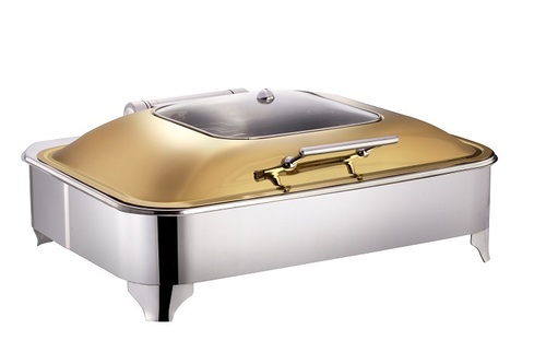10 ltrs. Rectangle gold lid chafer with frame stand
