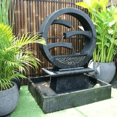 Black Stone Water Fountain For Indoor And Outdoor