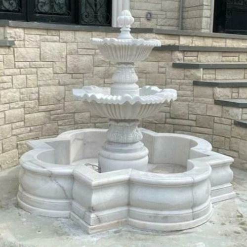 Outdoor White Marble Water Fountain