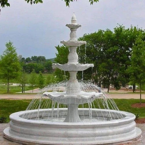 Makrana White Marble Ring Water Fountain Garden Water Fountain