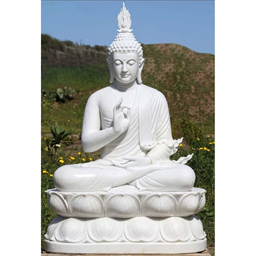 Marble Buddha Statue - Customized Size, Polished White Finish | Modern Arts and Religious Home Decoration