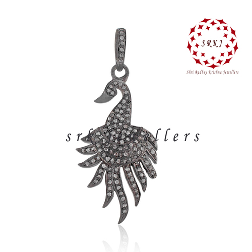 Starling Silver Handmade Pave Diamond Bird Style Unique Pendant - Gender: Women