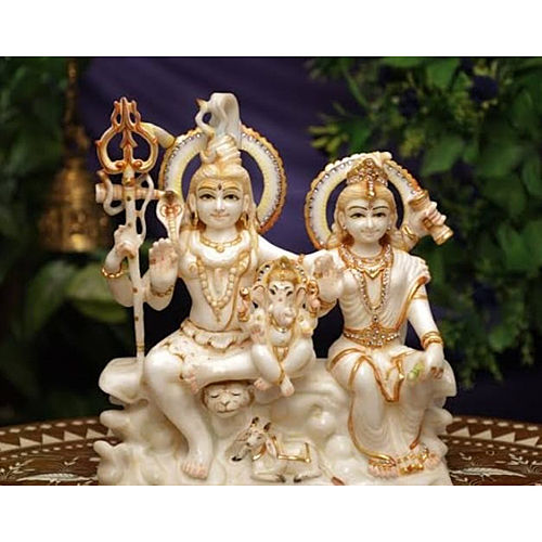 White Shiv Pariwar Marble Murti