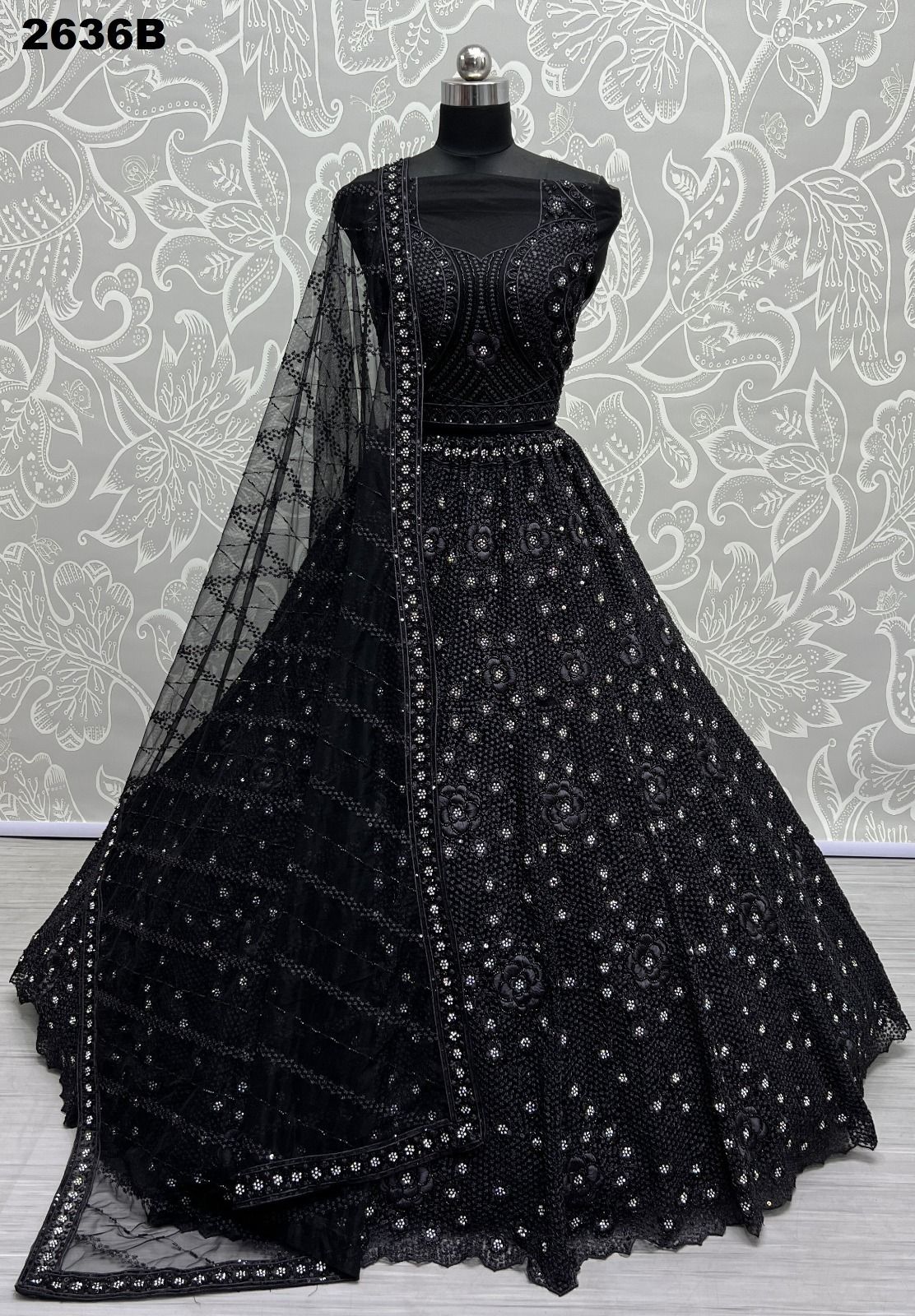 black and white lehenga