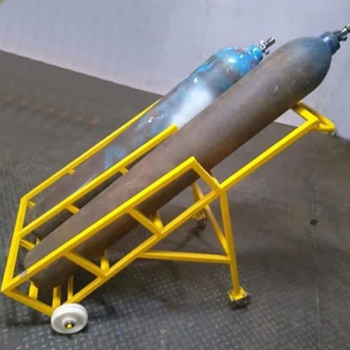 Mild Steel Cylinder Trolley - Color: Yellow