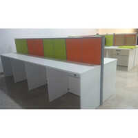 4 Seater Wooden Office Workstation - Plywood, Multicolor | Customizable Design, Durable Pvc Edging, Integrated Cable Management, Power Supply