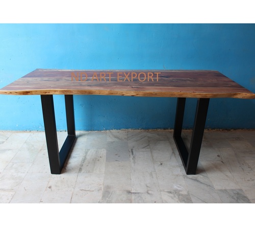 Live Edge Acacia Wood Rectangular With U Legs Dining Table