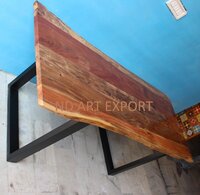 Live Edge Acacia Wood Rectangular With U Legs Dining Table