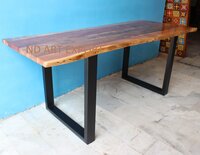 Live Edge Acacia Wood Rectangular With U Legs Dining Table