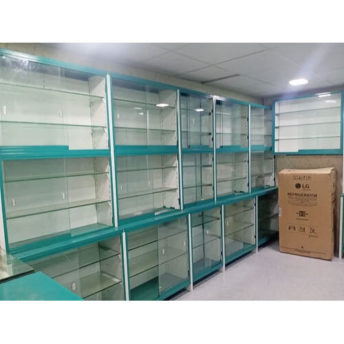 Mild Steel Free Standing Unit Medicine Store Display Rack - 3