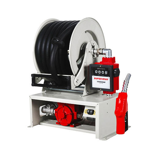 Black Hrf3410 Diesel Hose Reel With Pump And Meter