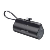 5000mAh Pocket-Sized 15W Portable Power Bank with Plug-in Type-C Port And inbuilt Lightning Cable