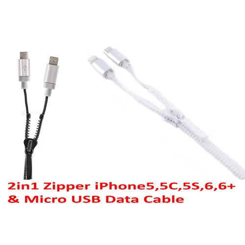 2in1 Zipper Micro USB Data Cable