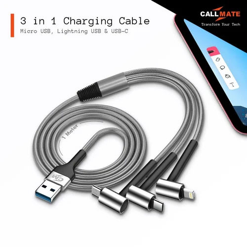 Callmate 1m 3in1 Charging Cable Built-In Mobile Stand