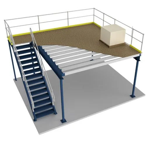 Blue-Silver Industrial Mezzanine Floor