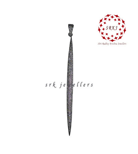 925 Starling silver Handmade Pave Diamond Simple Style Spike Pendant