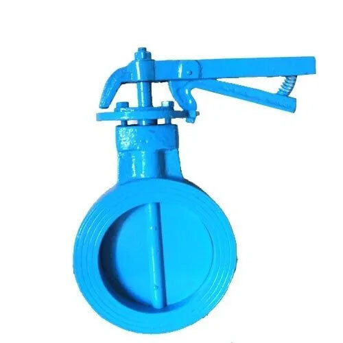 Blue Industrial Wafer Style Butterfly Valve