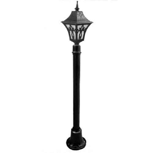 Black Iron Round Garden Light Pole