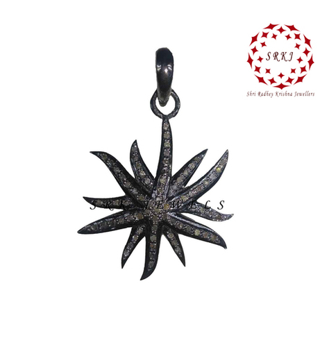 925 Starling silver Handmade Pave Diamond Small Star Unique Pendant