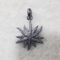 925 Starling silver Handmade Pave Diamond Small Star Unique Pendant