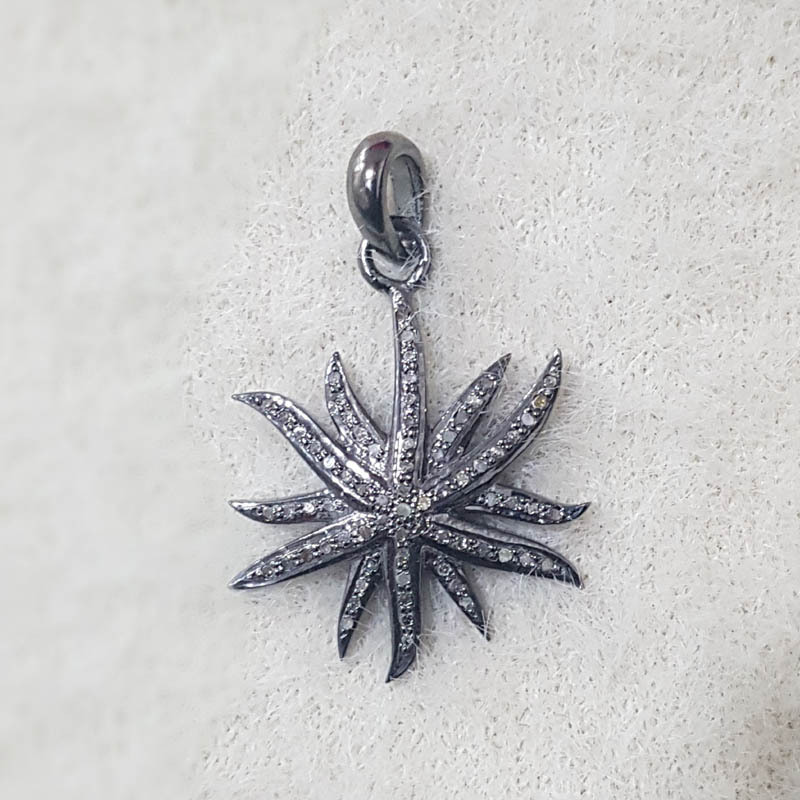 925 Starling silver Handmade Pave Diamond Small Star Unique Pendant