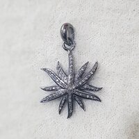 925 Starling silver Handmade Pave Diamond Small Star Unique Pendant