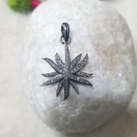 925 Starling silver Handmade Pave Diamond Small Star Unique Pendant