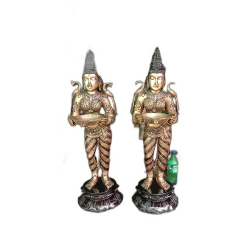 Brass Metal Religious Deep Laxmi Statue For Pooja And Home Decor - Height: 12 Inches