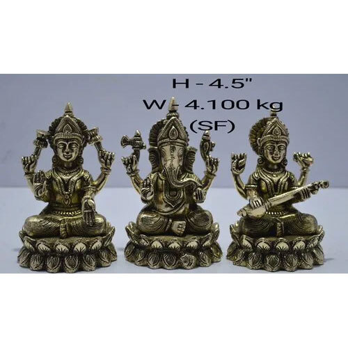 Brass Ganesh Laxmi Saraswati Statue