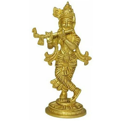 6 Inch Brass Krishna Statue