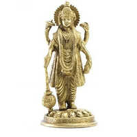 Brass Vishnu Statue - 25 Cm Height, 10 Cm Width | Handcrafted Traditional Indian Design, Smooth Polished Surface Finish, Exquisite Detail