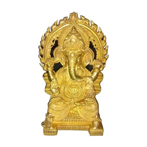 Golden Brass Ganesha Statue