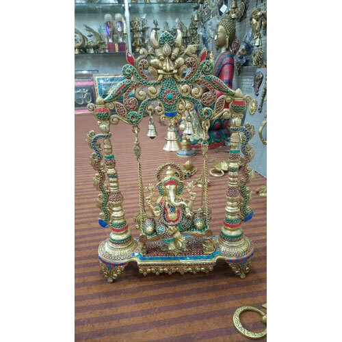 Brass Ganesha Jhula Statue