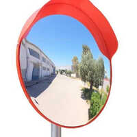 Road Safety Convex Mirror - Glass Material, Various Sizes Available, Red Color | Warranty Included, Power Free Usage