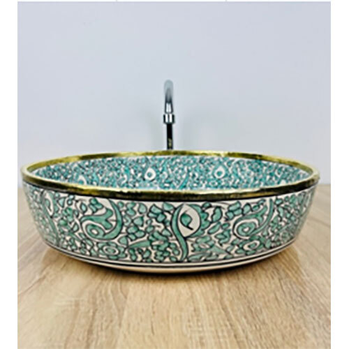 1342 brass wash basin with print