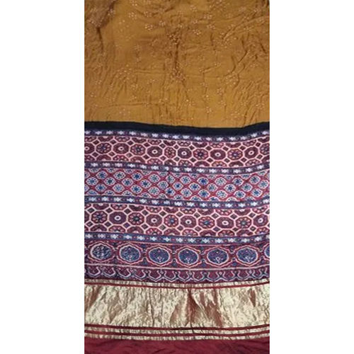 Multicolor Ajrakh Bandhej Modal Saree