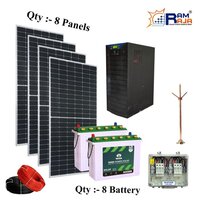 5 Kva Pwm Tata Off Grid Solar System - Color: Black Panels Green Batteries