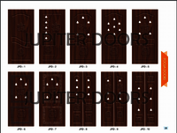 Membrane Pooja Doors - Wooden, 7x14 Feet, Brown Color | Modern Engraved Design, Skin Moulded Style, Polished Surface Finish