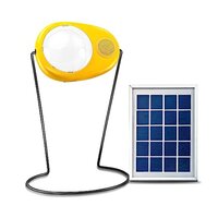 Solar Home Light - Abs Plastic & Metal, 150x100x50 Mm, Yellow | 5-year Battery Life, 3 Power Modes, Usb Output, Portable Speaker & Fm Radio