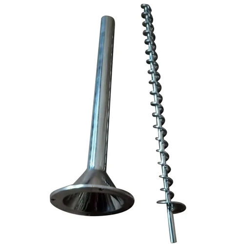 Silver Industrial Stainless Steel Auger Screw With Funnel Pipe