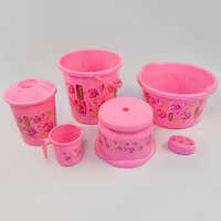 Plastic Pink Bathroom Set