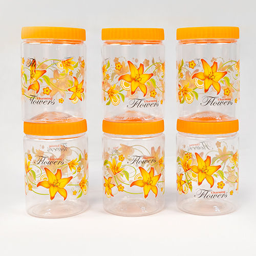 Transparent Yellow Flower Printed Jars