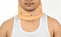 Pro Healthcare Cervical Collar With Chin Support Soft - Cotton, Medium Size, Skin And Grey Color | Foldable, Portable, Neck Support Brace For Comfortable Use