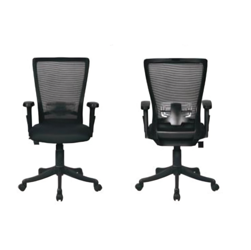 Office Chair - Nylon Mesh Back, Iron Frame, Modern Black Design | Durable, Easy to Install, Stackable, One Piece Artwork