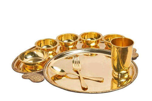 Konica Brass Gold Thali Set