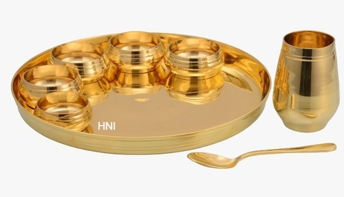 Brass Gold Pearl Thali Set