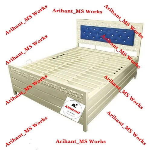 White Power Coated Metal Double Bed